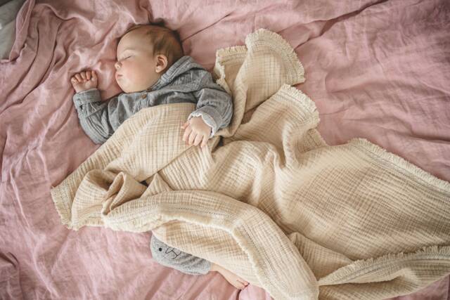 Boho Baby Blanket Organic Cotton Gauze Muslin Swaddle, Crinkle 4-Layer - image 1