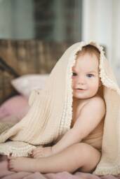 Boho Baby Blanket Organic Cotton Gauze Muslin Swaddle, Crinkle 4-Layer - thumbnail 2