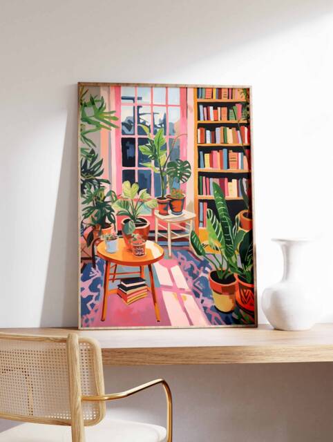 Vintage Bookshop Poster, Book Shop Print, Lovers Gift, Reading Antique Wall Art, Retro Library Gift Idea - image 1