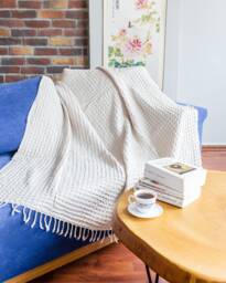 stone Big Waffle High Quality Turkish Cotton Throw Blanket, Couch Cozy Sofa Cover, Bed Spread, Porch Blanket