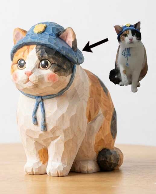 Peasonalized Custom Hand Carved Wood Dog & Cat Sculpture, Personalized Memorial Gift, Animal Replica - image 1