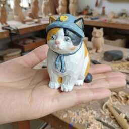 Peasonalized Custom Hand Carved Wood Dog & Cat Sculpture, Personalized Memorial Gift, Animal Replica - thumbnail 4