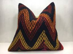 Vintage Kilim Pillow Cover 20x20, Turkish Sofa Cushion - thumbnail 1