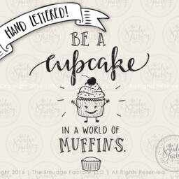 Cupcake Wall Art, Hand Lettered Quote - Digital Download - thumbnail 2