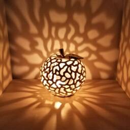 Apple Ceramic Tea Light Holder With Gold Leaf Decor - thumbnail 3