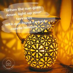 Apple Ceramic Tea Light Holder With Gold Leaf Decor - thumbnail 4