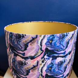 Marbled Galaxy Lampshade, Purple Gold Black Pink Marble Decor, Made To Order - thumbnail 3