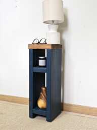 Handmade Slim Wooden Side Table Narrow Accent Lamp Stand