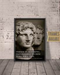 Alexander The Great Print Frames Available Ancient Greek King Alexander The Great's Quote Art Poster Framed Christmas Gift - thumbnail 1