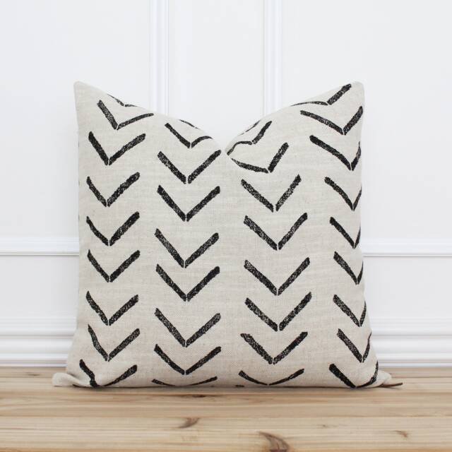Mud Cloth Pillow Cover Black & Tan Cushion Decorative Throw Farmhouse Pillows 20x20 18x18 16x26 Covers - Jade - image 1