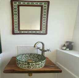 Rustic Elm Bathroom Shelf - Live Edge Basin Wooden Sink
