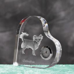 Chihuahua - Crystal Clock in The Shape Of A Heart With Image Pure-Bred Dog - thumbnail 2