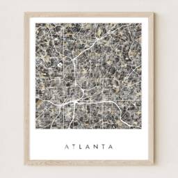 Atlanta Map Urban Fabric Watercolor Texture Painting Georgia City Plan - Art Print Graduation Wedding Anniversary Realtor Travel Wall Co - thumbnail 3