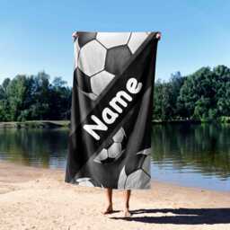 Football Stripe Personalised Towel Custom Name & Colour Sports Themed Bathroom Gift Cool Fan Accessory For Kids Teens Adults - thumbnail 2