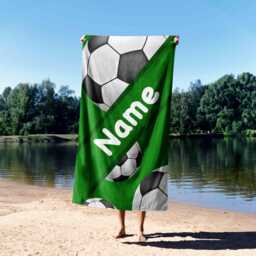 Football Stripe Personalised Towel Custom Name & Colour Sports Themed Bathroom Gift Cool Fan Accessory For Kids Teens Adults - thumbnail 3
