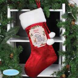 Personalised Me To You Tiny Tatty Teddy Luxury Red Stocking - 1St Christmas Personalised Stocking Santa - thumbnail 2