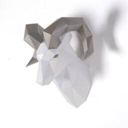 Diy Ram Head Papercraft Kit, 3D Low Poly Wall Decor - thumbnail 3
