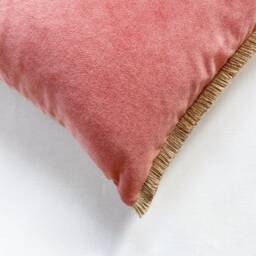 Coral Velvet Pillow Cover Jute Fringe Accent Cushion - thumbnail 4