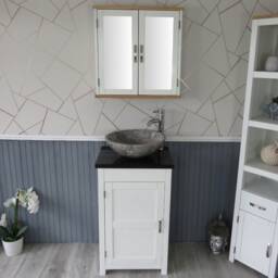 Cloakroom Bathroom Vanity Unit Cabinet Black Quartz Marble Stone Wash Basin 308Pbqsbc - thumbnail 2