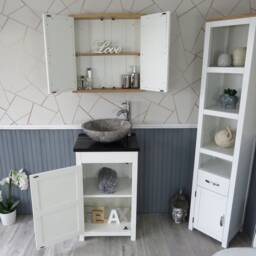 Cloakroom Bathroom Vanity Unit Cabinet Black Quartz Marble Stone Wash Basin 308Pbqsbc - thumbnail 3