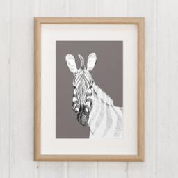 Zebra Illustration, Kids Illustration, Animals Room Baby Decor, Wall Print 21x30 - thumbnail 2