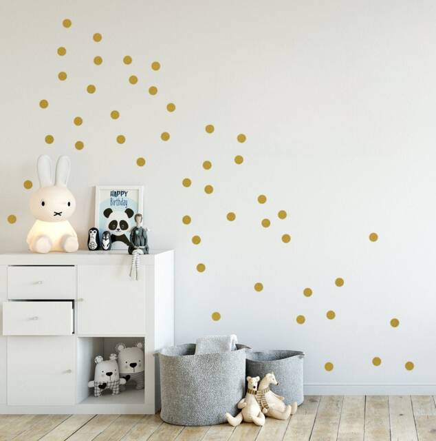 Mini Gold Polka Dot Wall Stickers, Decal Dots Metallic, Kidsroom Decals, Silver Nursery Decor, Decor - image 1