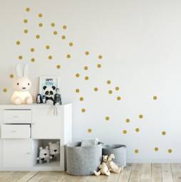 Mini Gold Polka Dot Wall Stickers, Decal Dots Metallic, Kidsroom Decals, Silver Nursery Decor, Decor