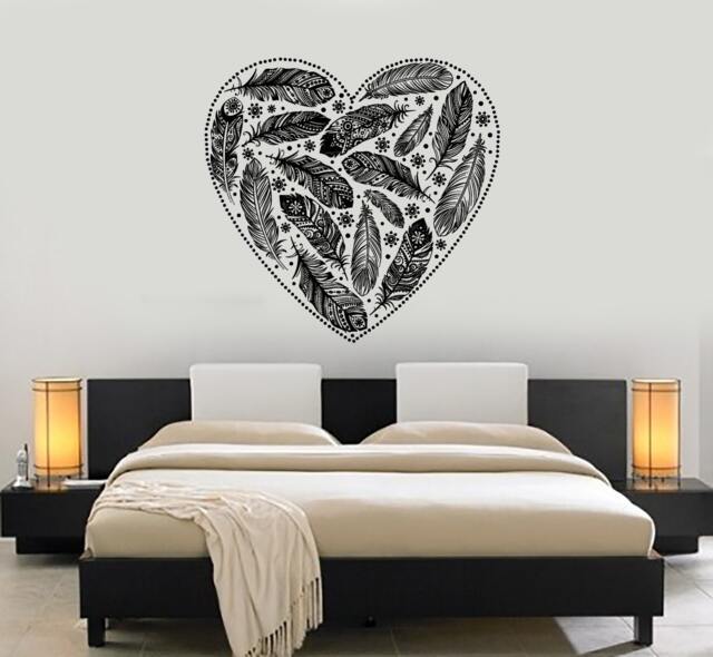 Wall Vinyl Decal Ethnic Feather Romantic Love Bedroom Decor Mural Art 1485Dz - image 1