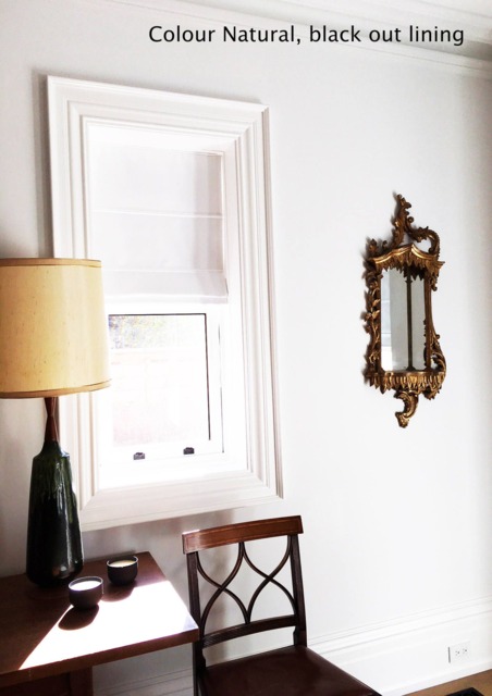 White Flat Roman Shade, Faux Linen Fabric, Chain Mechanism - image 1