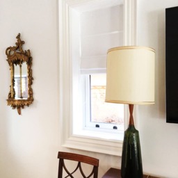 White Flat Roman Shade, Faux Linen Fabric, Chain Mechanism - thumbnail 2