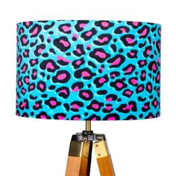 Lampshade Animal Leopard Print Velvet - Blue & Pink Drum Lamp Shade 25cm 30cm 35cm 40cm 45cm Table Lamp Shade, Ceiling Lamp, Pendant