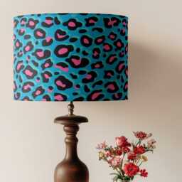 Lampshade Animal Leopard Print Velvet - Blue & Pink Drum Lamp Shade 25cm 30cm 35cm 40cm 45cm Table Lamp Shade, Ceiling Lamp, Pendant - thumbnail 3