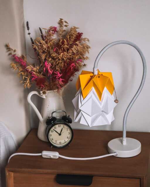Table Lamp Kikyo With Flexible Cable & Small Paper Lampshade - image 1