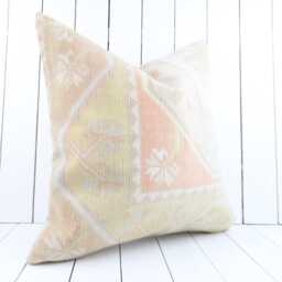 Turkish Kilim Pillow Cover Handmade Anatolian Throw - 24x24 Inch - thumbnail 3