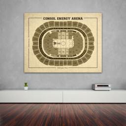 Vintage Consol Energy Arena Blueprint Pittsburgh Penguins Stadium Art - thumbnail 1