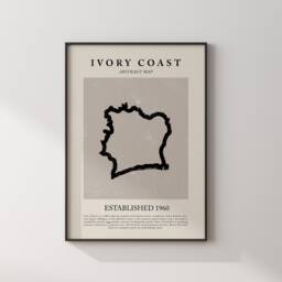 Ivory Coast Map Vintage Abstract Wall Art Print Picasso + Matisse Inspired Travel Poster - thumbnail 1