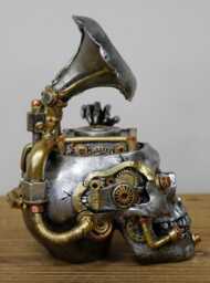 Silver Steam Punk Themed Skull - thumbnail 4