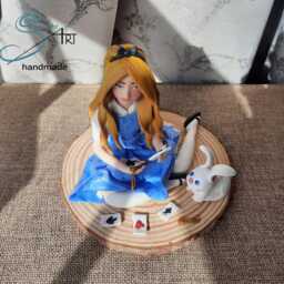 Alice Asleep in Wonderland, Handmade On Wooden Base - thumbnail 4