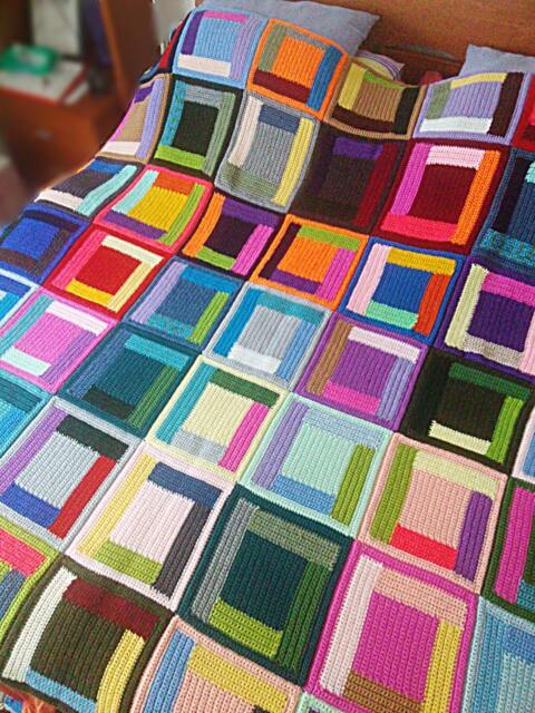 Crochet Log Cabin Blanket Traditional Colorful Folkloristic Design - image 1