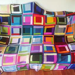 Crochet Log Cabin Blanket Traditional Colorful Folkloristic Design - thumbnail 3
