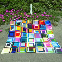 Crochet Log Cabin Blanket Traditional Colorful Folkloristic Design - thumbnail 2