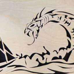 Too Far From Shore Wood Cut, Dragon Attacking Ship, Sea Serpent Attacks Ship - thumbnail 3
