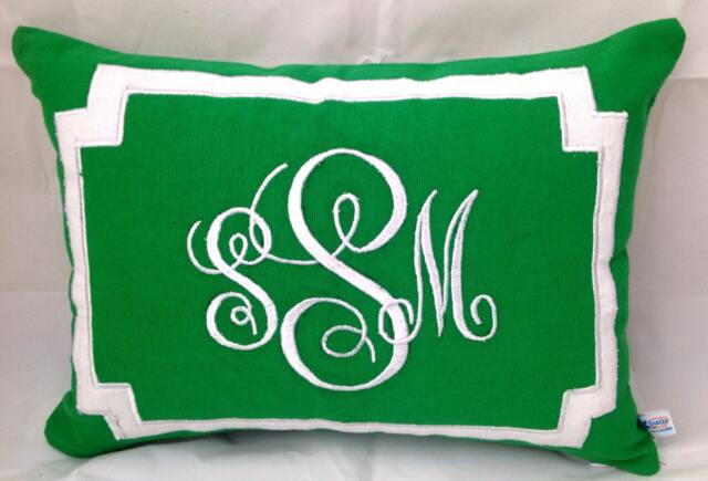 Green Lumbar Monogram Pillow Covers, Accent Sofa Pillows, Couch Pillows, Decorative Throw Pillows - image 1