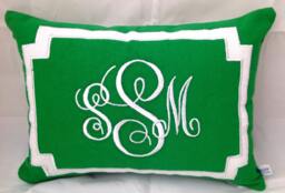 Green Lumbar Monogram Pillow Covers, Accent Sofa Pillows, Couch Pillows, Decorative Throw Pillows - thumbnail 1