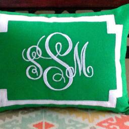 Green Lumbar Monogram Pillow Covers, Accent Sofa Pillows, Couch Pillows, Decorative Throw Pillows - thumbnail 3