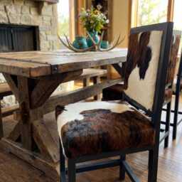 Accent Dining Chairs - Genuine Cowhide Steel Frame Fpdc - thumbnail 4