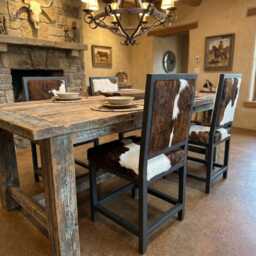 Accent Dining Chairs - Genuine Cowhide Steel Frame Fpdc