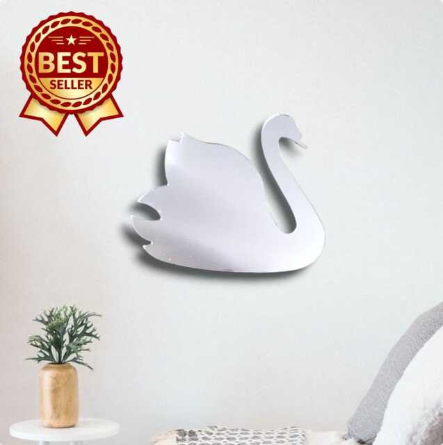 Swan Large Acrylic Mirror Wall Art - Many Size Options - Custom Sizes, Shapes & Colours - image 1