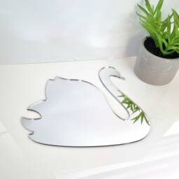 Swan Large Acrylic Mirror Wall Art - Many Size Options - Custom Sizes, Shapes & Colours - thumbnail 2
