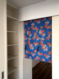 Noren Curtain Japanese, Order Made Blue Gold Fish Noren, Fabric, Kingyo Wall Fabric Panel, 2 Panel Tissu - thumbnail 1